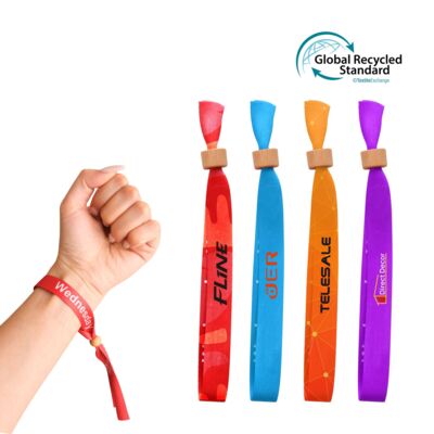 RPET Fabric WristBand with Bamboo toggle Thumbnail