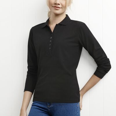 Women's Longsleeve Pique Knit Polo Thumbnail