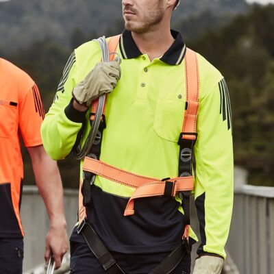 Syzmik Workwear Mens Hi Vis Flux L/S Polo ZH310 Thumbnail